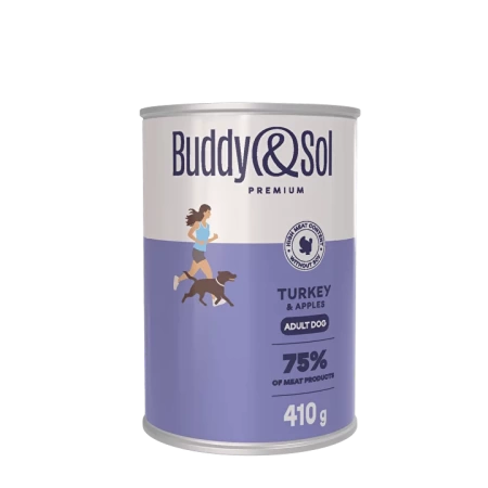 Консервы для собак Buddy&Sol PREMIUM 410гр (индейка с яблоком) BS452